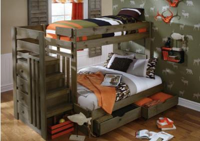 Image for GUNSMOKE TWIN/FULL STAIR BUNKBED WITH STORAGE