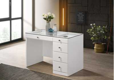MORGAN WHITE GLASS TOP VANITY,CROWN MARK INT.