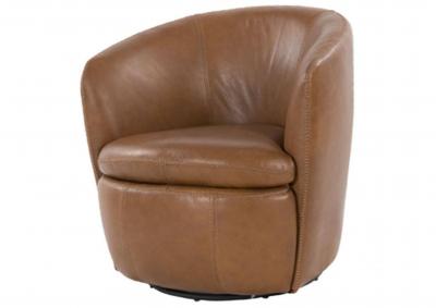 KIERREYS CARAMEL 100% LEATHER SWIVEL CHAIR