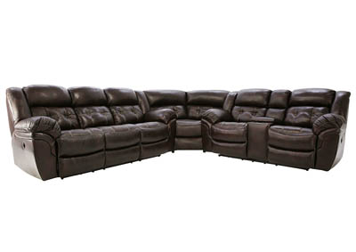 HUDSON CHOCOLATE 3 PIECE 1P POWER LEATHER SECTIONAL
