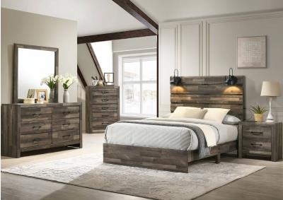 ARIANNA BROWN FULL BEDROOM WITH LIGHTS,LIFESTYLE FURNITURE