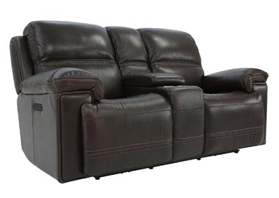 FENWICK POWER DARK BROWN RECLINING LOVESEAT WITH CONSOLE P2,FLEXSTEEL INDUSTRIES INC.