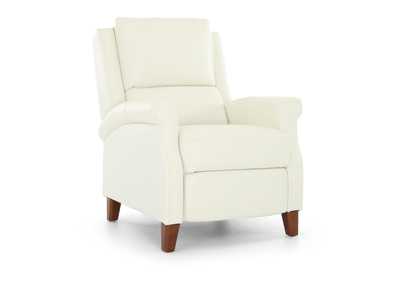 CARENTON WHITE LEATHER PUSH BACK RECLINER,CHEERS