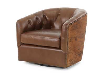 AMOS BROWN LEATHER SWIVEL CHAIR,MNDY