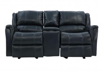 Image for BRYCE OCEAN LEATHER GLIDING RECLINING LOVESEAT WITH CONSOLE