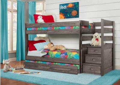 Image for SAWYER DRIFTWOOD TWIN OVER TWIN STAIRBED WITH STORAGE AND BUNKIE MATTRESSES