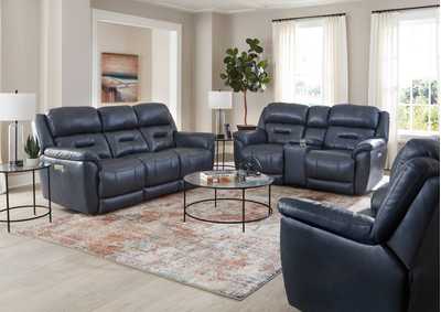 LAREDO MIDNIGHT P3 LEATHER POWER LOVESEAT WITH CONSOLE,HOMESTRETCH