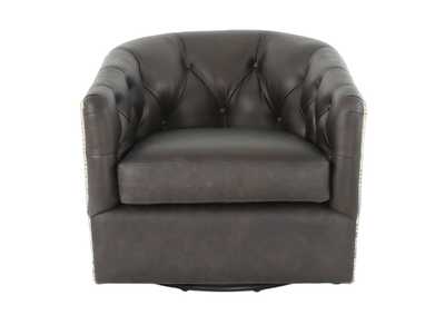 AMOS BLACK LEATHER SWIVEL CHAIR