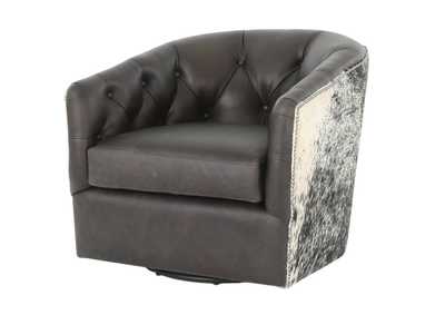 AMOS BLACK LEATHER SWIVEL CHAIR,MNDY