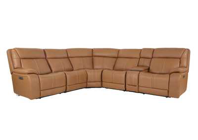 Image for XARA BUTTERNUT LEATHER 6 PIECE POWER SECTIONAL