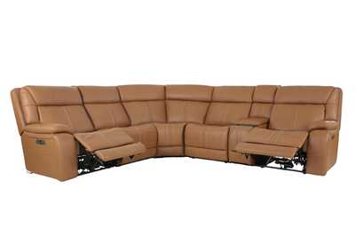 XARA BUTTERNUT LEATHER 6 PIECE POWER SECTIONAL,MOTM