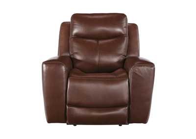 MOMENTUM MAHOGANY LEATHER 2P POWER RECLINER WITH ADJUSTABLE HEADREST