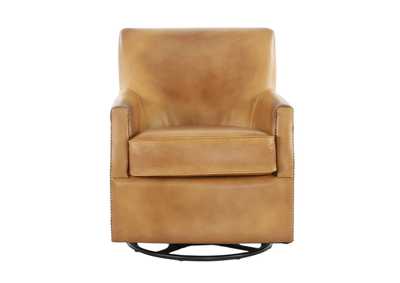 Image for VENETIAN COGNAC LEATHER SWIVEL GLIDER CHAIR