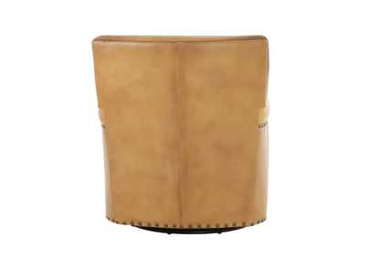 VENETIAN COGNAC LEATHER SWIVEL GLIDER CHAIR,MNDY