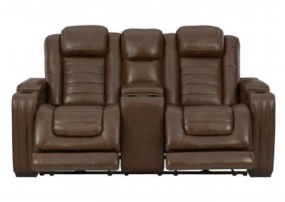 BACKTRACK CHOCOLATE LEATHER POWER RECLINING CONSOLE LOVESEAT,ASHLEY FURNITURE INC.