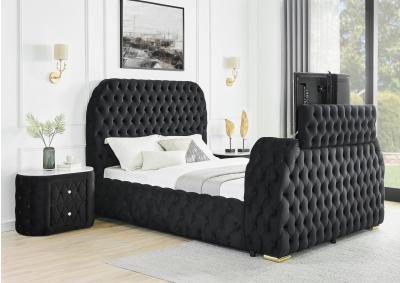 NATALIA BLACK KING BED WITH FIREPLACE AND TV LIFT,CROWN MARK INT.