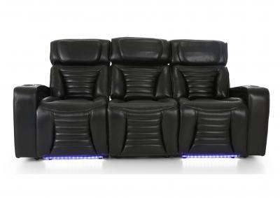 CALLIX BLACKBERRY LEATHER P2 POWER SOFA WITH CHARGING TABLE AND LIGHTS,CHEERS