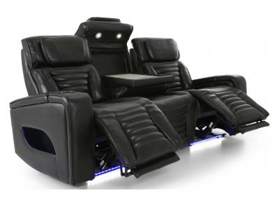 CALLIX BLACKBERRY LEATHER P2 POWER SOFA WITH CHARGING TABLE AND LIGHTS,CHEERS