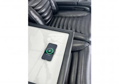 CALLIX BLACKBERRY LEATHER POWER SOFA WITH CHARGING TABLE AND LIGHTS,CHEERS