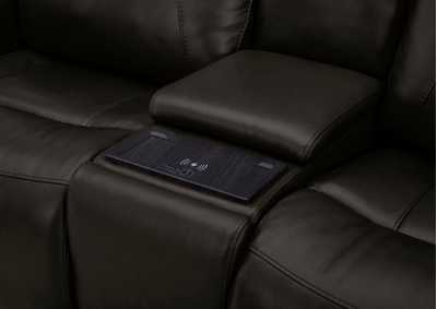 BROCKTON CHARCOAL 3P POWER CONSOLE LOVESEAT WITH POWER HEADREST AND LUMBAR,KUKA
