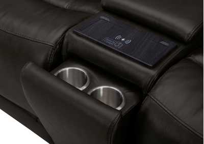 BROCKTON CHARCOAL 3P POWER CONSOLE LOVESEAT WITH POWER HEADREST AND LUMBAR,KUKA