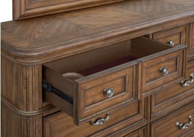 MALLORY LIGHT OAK DRESSER AND MIRROR,AVALON FURNITURE