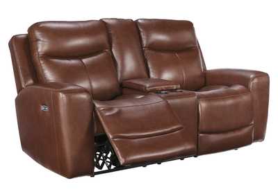 MOMENTUM MAHOGANY LEATHER 2P POWER CONSOLE LOVESEAT,ASHLEY FURNITURE INC.