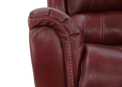 BRYCE RED LEATHER RECLINING SOFA,HOMESTRETCH