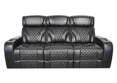 Image for VAMOND BLACK LEATHER POWER SOFA WITH AIR MASSAGE AND IMMERSIVE AUDIO