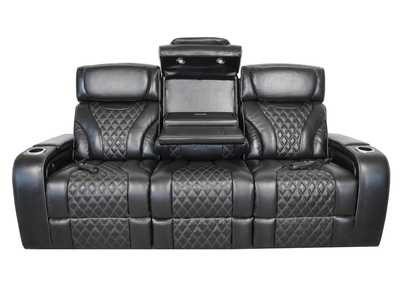 VAMOND BLACK LEATHER POWER SOFA WITH AIR MASSAGE AND IMMERSIVE AUDIO,SYNG
