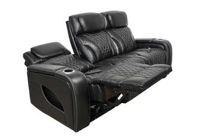 VAMOND BLACK LEATHER POWER SOFA WITH AIR MASSAGE AND IMMERSIVE AUDIO,SYNG