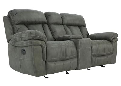 CAYMAN GUNMETAL GLIDER LOVESEAT WITH CONSOLE,CHEERS