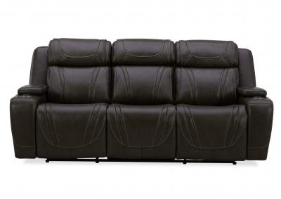 BOSTON CHARCOAL LEATHER POWER SOFA WITH DROP DOWN TABLE