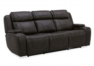 BOSTON CHARCOAL LEATHER POWER SOFA WITH DROP DOWN TABLE,KUKA