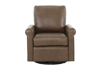 LUKE CHOCOLATE LEATHER SWIVEL GLIDE CHAIR