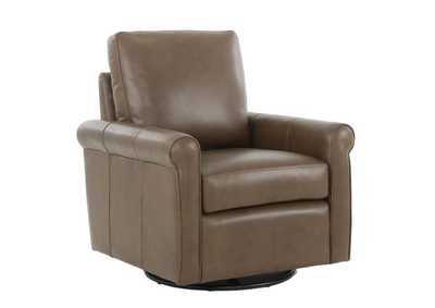 LUKE CHOCOLATE LEATHER SWIVEL GLIDE CHAIR,MNDY