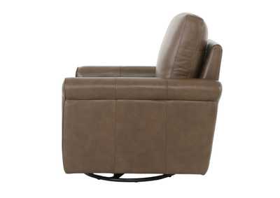 LUKE CHOCOLATE LEATHER SWIVEL GLIDE CHAIR,MNDY