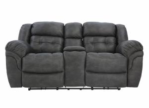 HAYGEN CHARCOAL POWER RECLINING LOVESEAT WITH CONSOLE