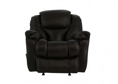 MUSTANG COFFEE LEATHER ROCKER RECLINER,HOMESTRETCH