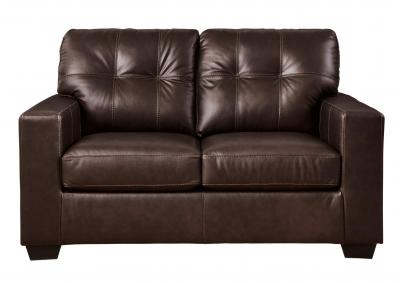 SANTORINE DARK BROWN LEATHER LOVESEAT