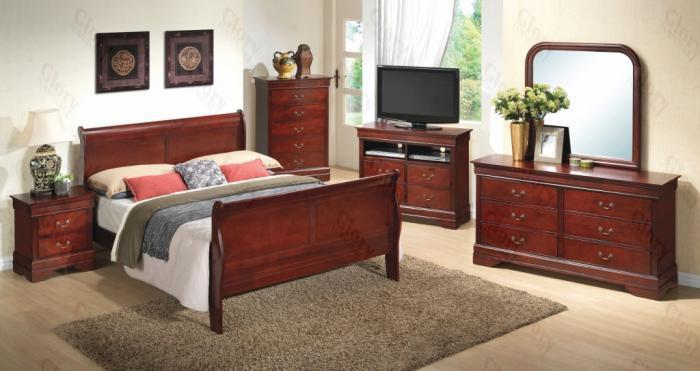 Louis Philip Queen Bed,Dresser,Mirror,Chest,2 Night Stands Jericho &  Jerusalem Furniture - Bronx, NY