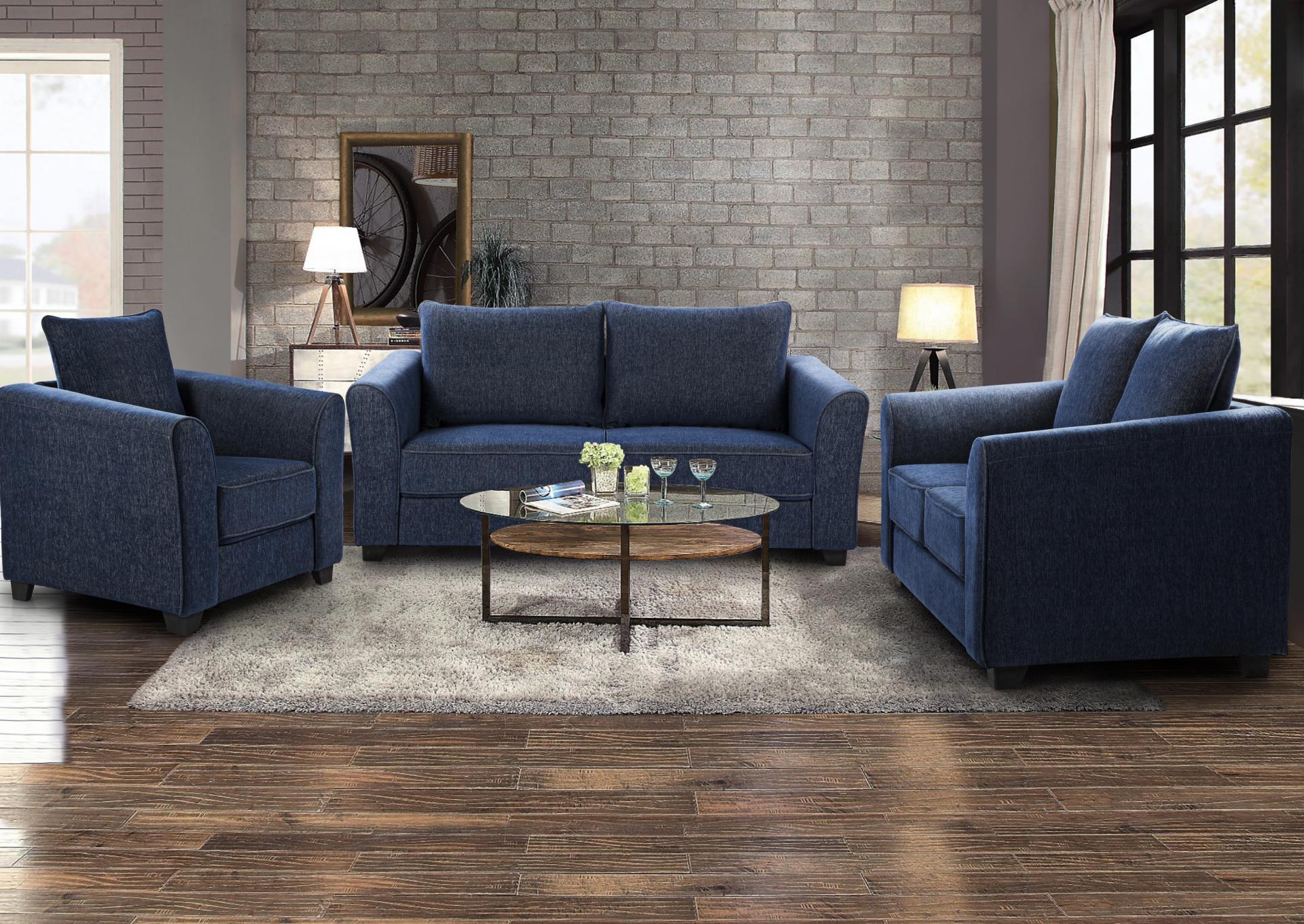 9196-BLUE-SOFA+ LOVESEAT,Jerusalem Furniture