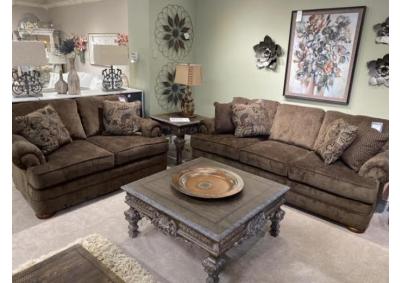 Image for England Sofa & Loveseat 6M05-6M06 Perdue Bark *CUSTOMIZE YOUR FABRIC AND PILLOWS!*