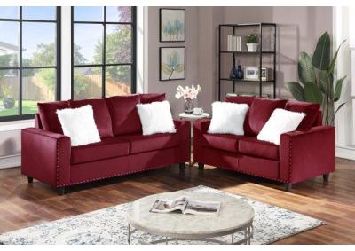 Image for Cinderella Red 2pc Sofa and Loveseat