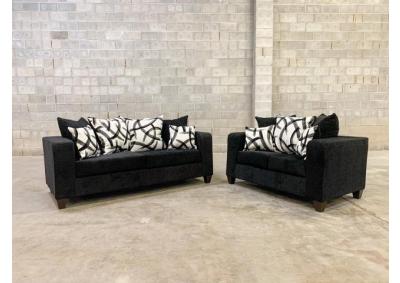 Image for 110 Black 2pc Sofa and Loveseat