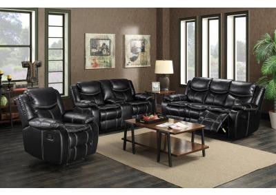 Image for 665040 Black sofa loveseat, recliner 3pc Reclining