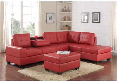 Image for 2HEIGHTS - SECTIONAL + STORAGE OTTOMAN SET (Red)