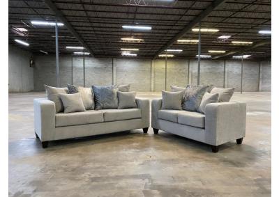 Image for 110 Grey 2pc Dove Sofa and Loveseat