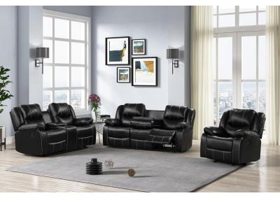 Image for Carter Black - 3pc motion sofa loveseat, recliner 