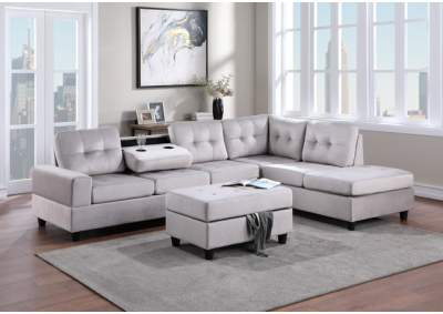 Image for 21Heights Sectional + Storage Ottoman - Silver